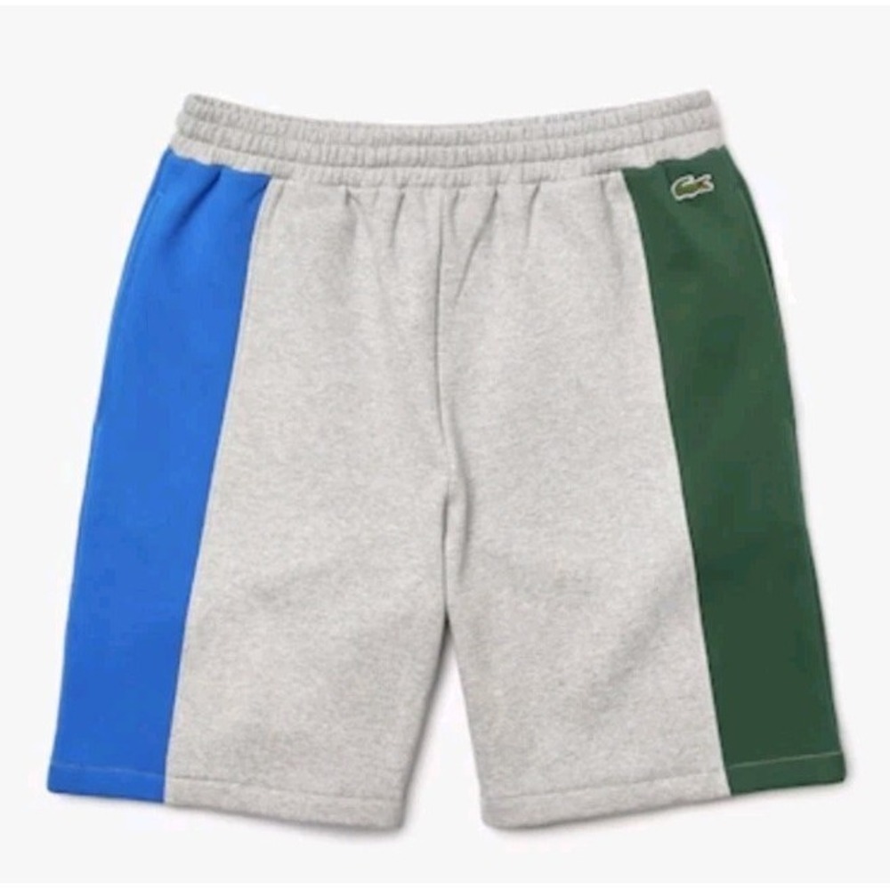 Lacoste Jersey Short Men GREY CHINE BLUE GREEN 2XL Sweat Shorts Lounge EUC